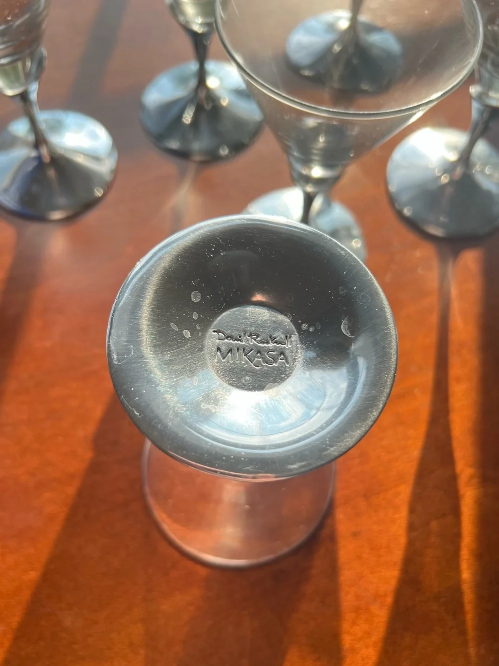 Mikasa Glass Martini Coupes w/ Silver-Tone Stems Set of 6 Axis by David Rockwell